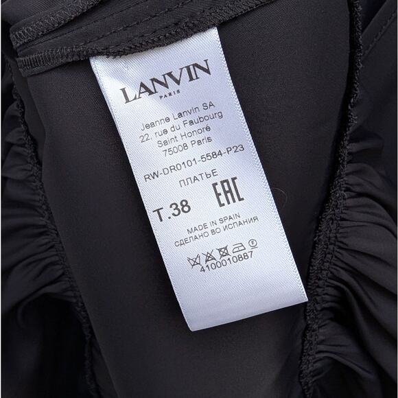 NWT Lanvin Black Satin Sleeveless Round Neck Dress with Ruffles, size EU38/US2 - Picture 9 of 9